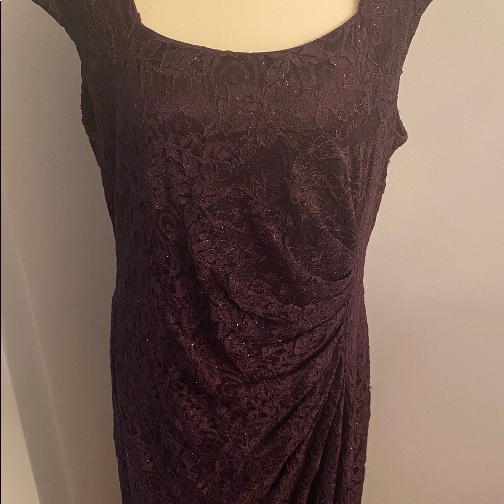 TAHARI sparking eggplant colored special occasions dress size 14 - Picture 3 of 11